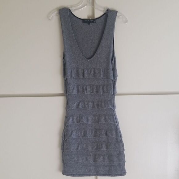 Rag and Bone Slvls Grey Ruffled Knit Tank Dress,XS - Picture 1 of 5